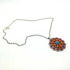 Southwest Coral Turquoise Pendant Jewelry